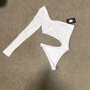 Fashion Nova White Long Sleeve Bodysuit